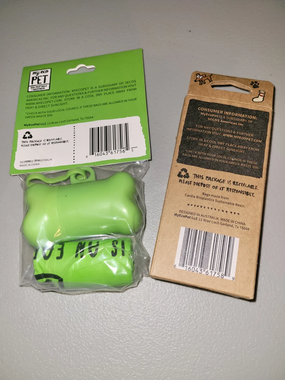 Compostable Dog Poop Bags & Bone Dispenser - Light Green
